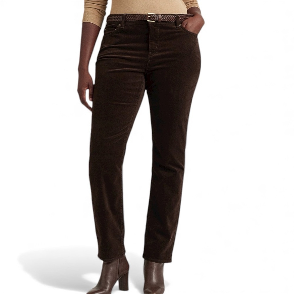Ralph Lauren Womens Corduroy Mid-Rise Straight Pants Circuit Brown   6 P.